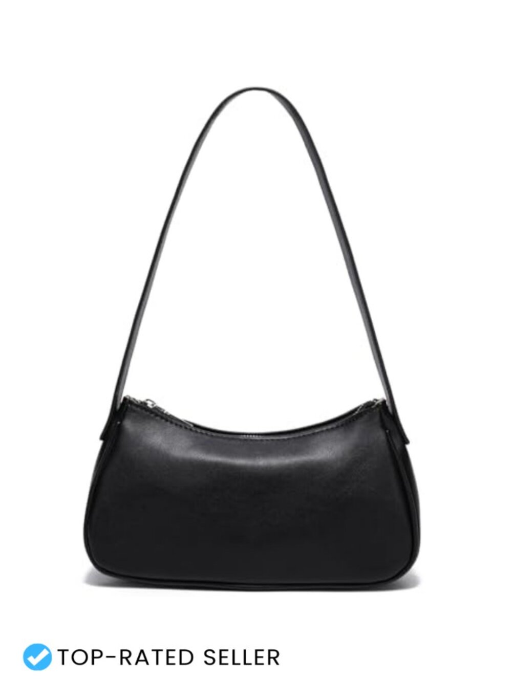 Small Faux Leather Shoulder Bag Crescent Purse Women's Baguette Handbag